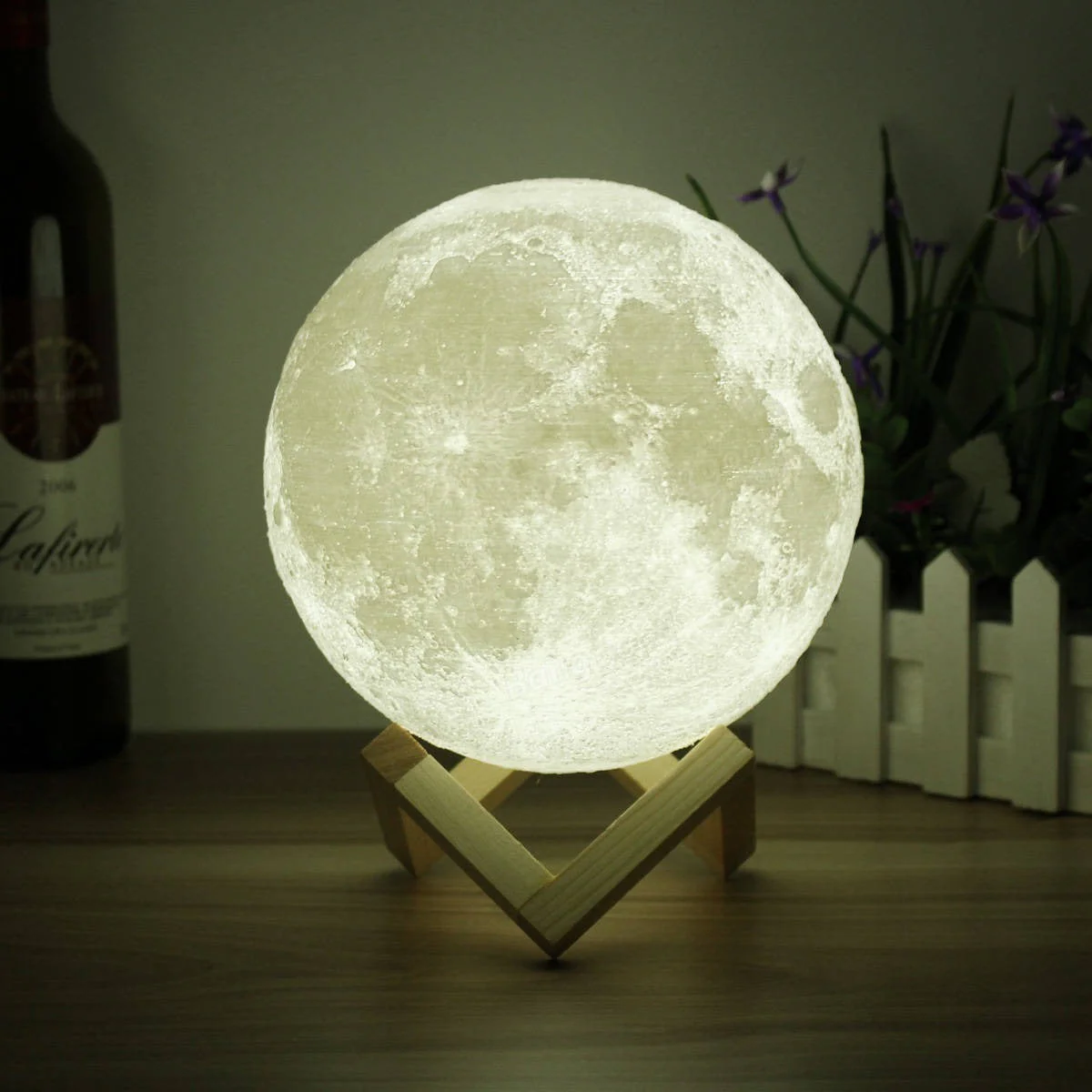 LAMPARA LUNAR 3D MULTICOLOR + BASE DE MADERA - Image 2