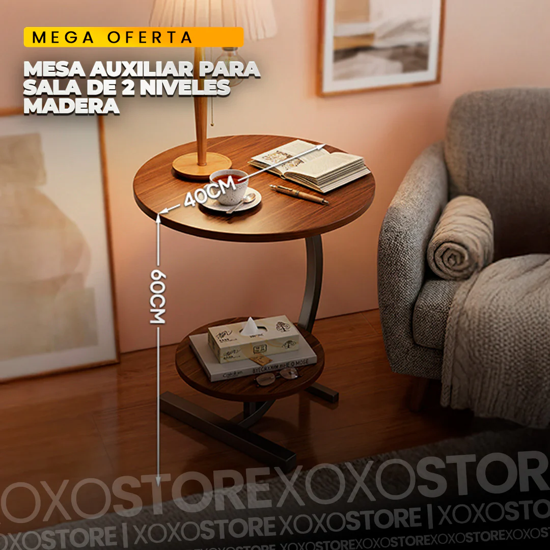Mesa auxiliar  para sala circular 2 niveles