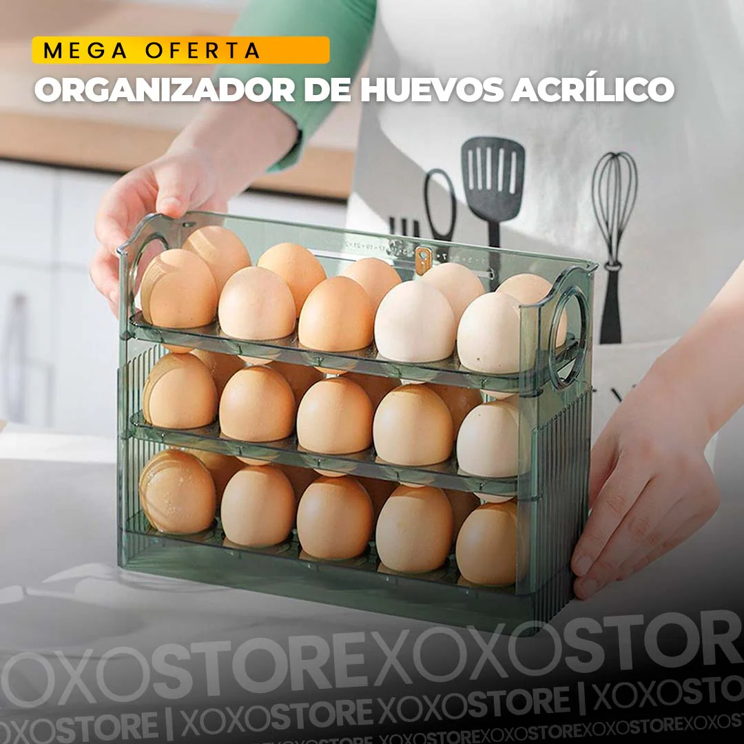 Organizador de huevos acrilico de 3 niveles