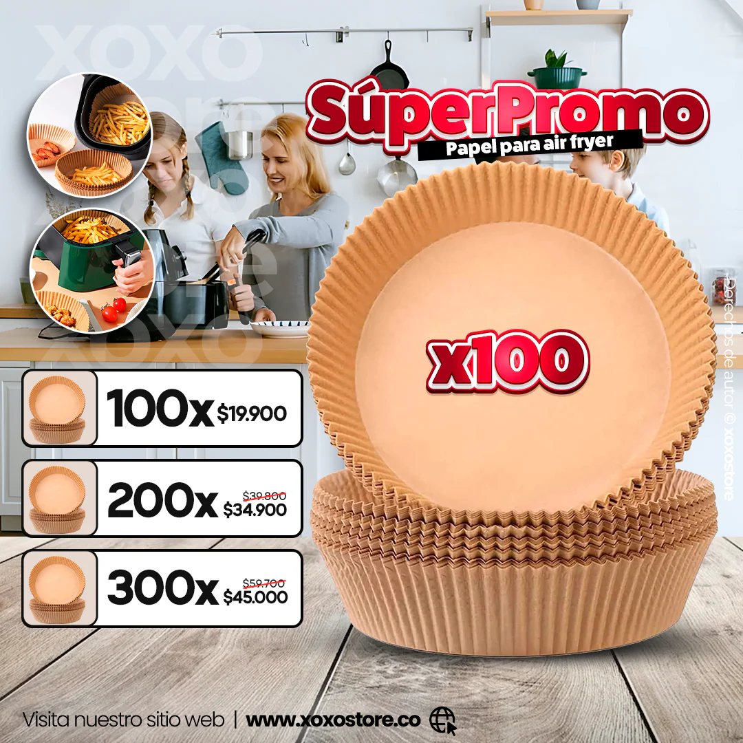PAPEL ANTIADHERENTE PARA FREIDORA DE AIRE X 100 UNIDADES - Image 2