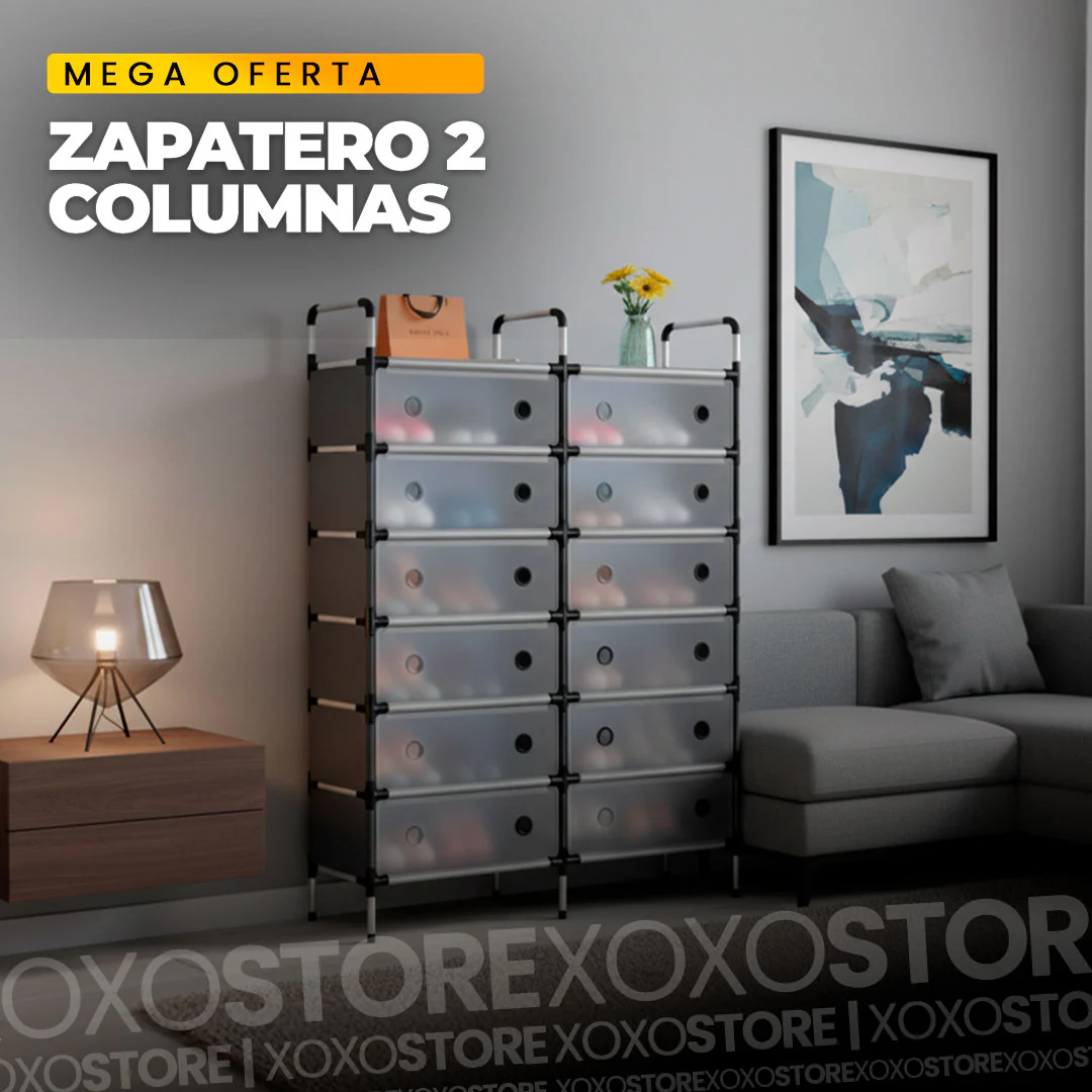 Zapatero 2 columnas negros de 6 niveles